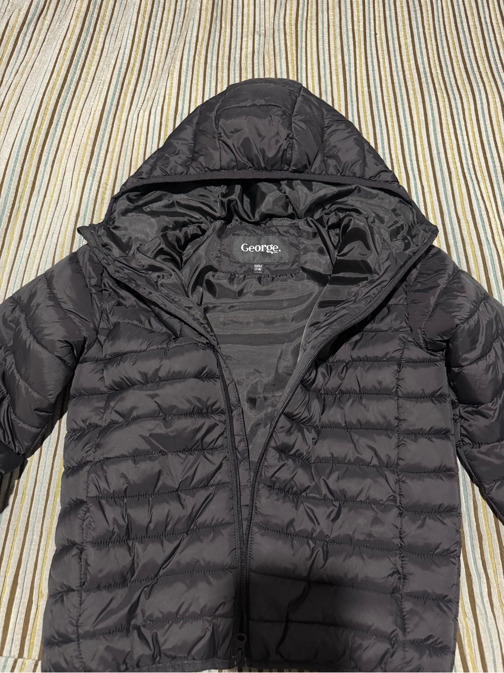 George Kids Black Lightweight Puffer Jacket with Hood